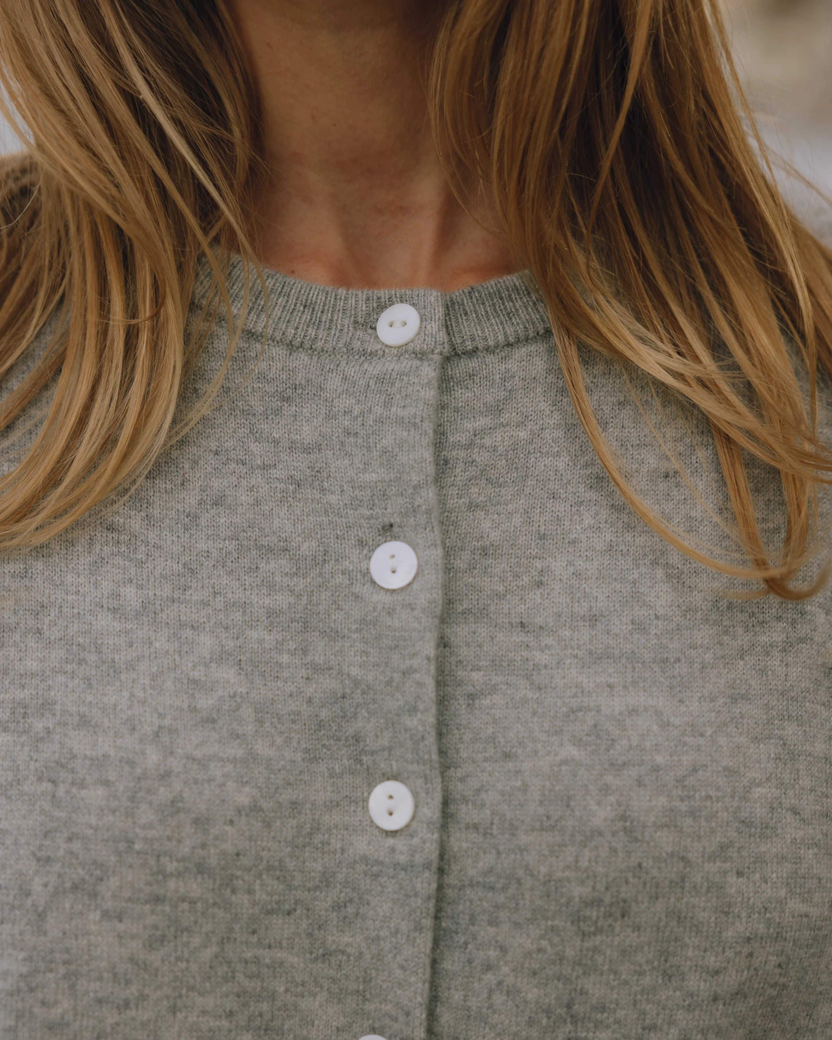 Cashmere Button Up Sweater - Dark Heather Grey - Image 3