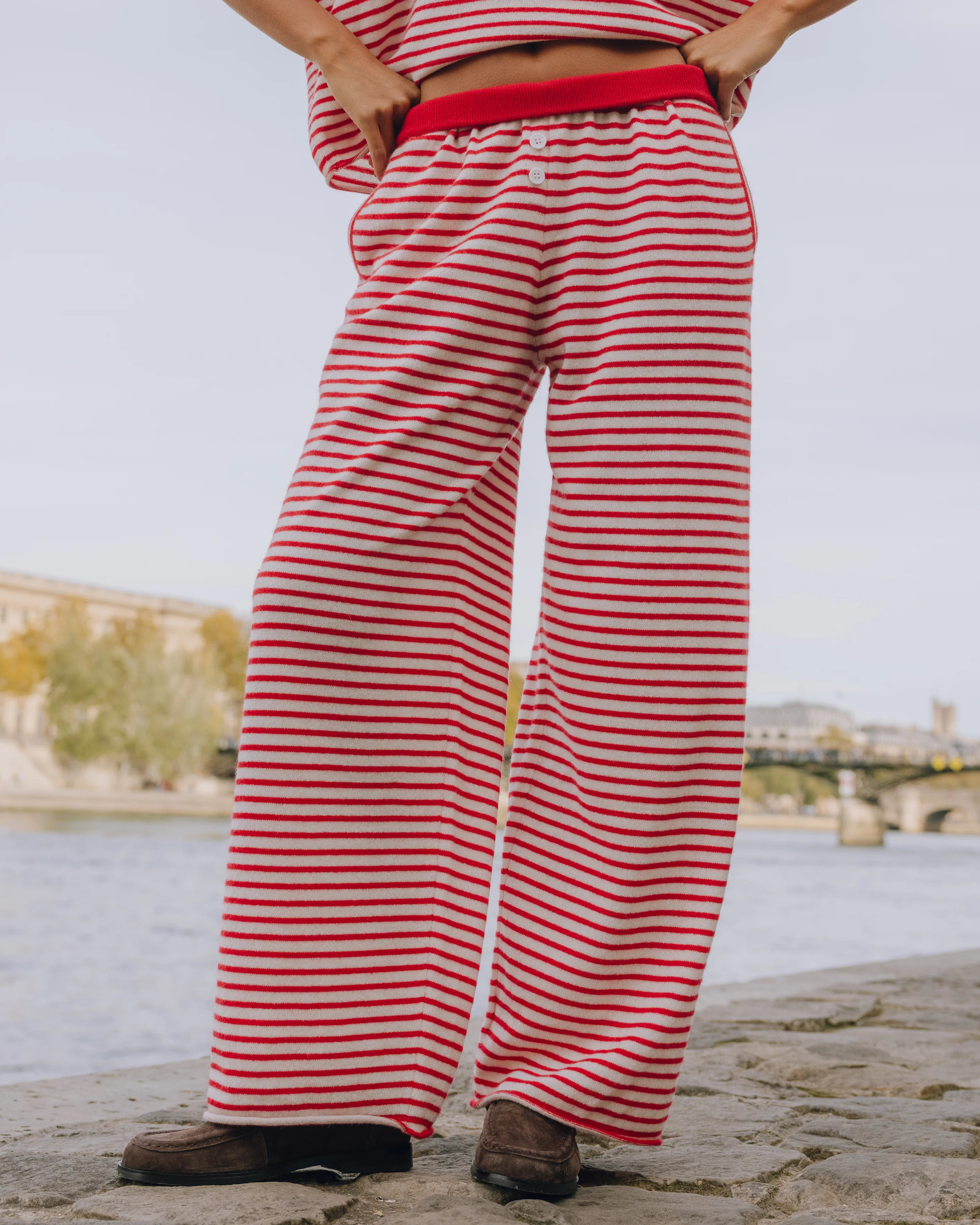 Cashmere Resort Pants - Red + White Stripe - Image 3