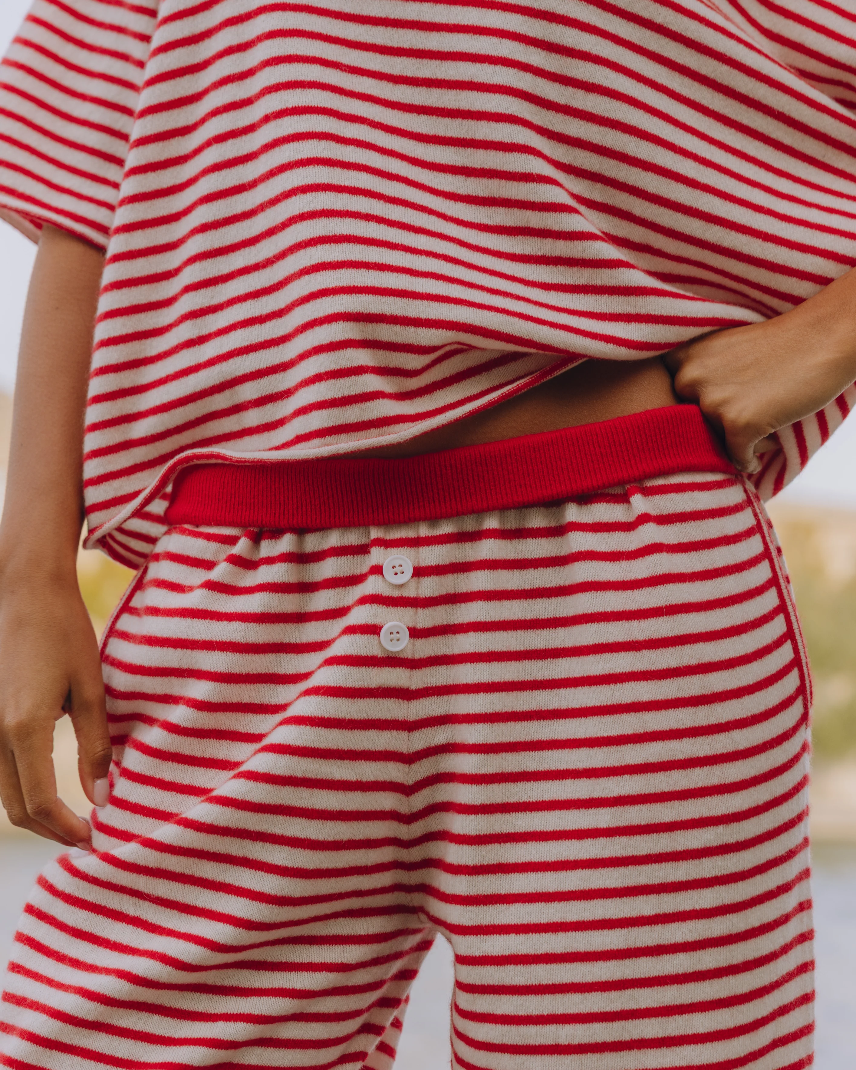Cashmere Resort Pants - Red + White Stripe - Image 4