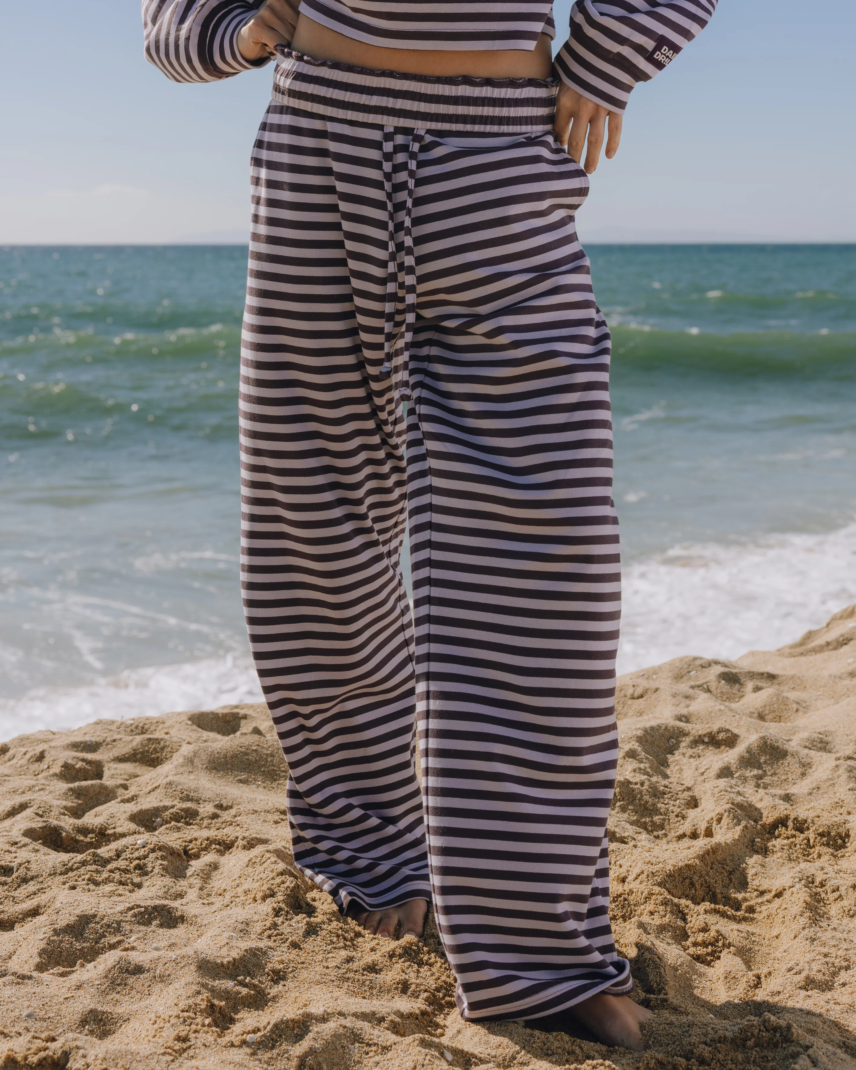 Striped Cotton Pants - Plum + Wink Stripe with Monochrome Patch - Image 3