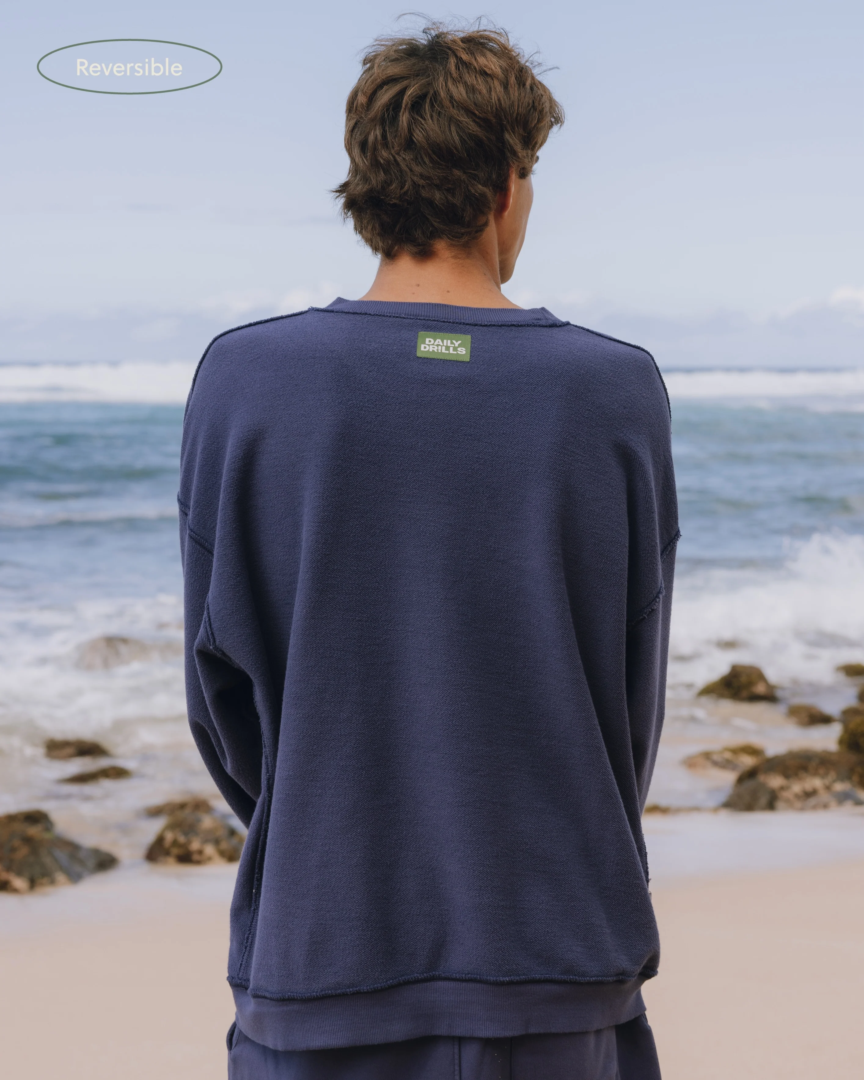 Unisex Oversized Crew - Navy - Image 6
